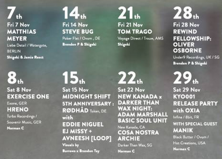 Club kyo announces november lineup